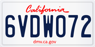 CA license plate 6VDW072