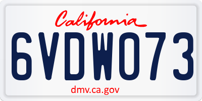 CA license plate 6VDW073