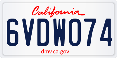 CA license plate 6VDW074