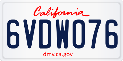 CA license plate 6VDW076