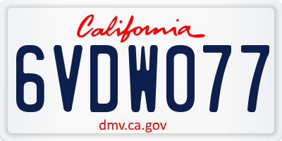 CA license plate 6VDW077