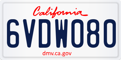 CA license plate 6VDW080