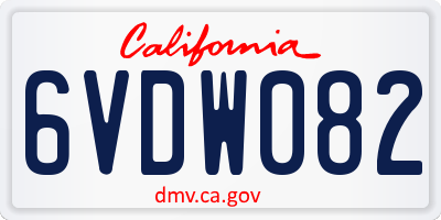 CA license plate 6VDW082
