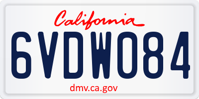 CA license plate 6VDW084
