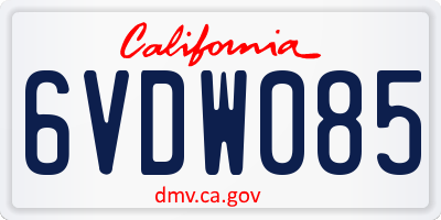CA license plate 6VDW085