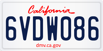 CA license plate 6VDW086