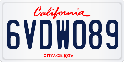 CA license plate 6VDW089