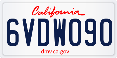 CA license plate 6VDW090