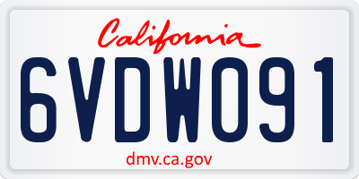 CA license plate 6VDW091