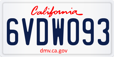 CA license plate 6VDW093