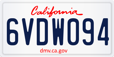 CA license plate 6VDW094