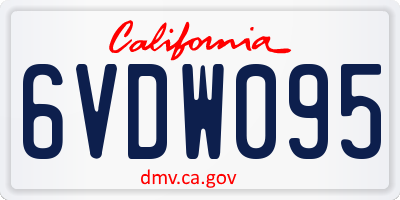 CA license plate 6VDW095