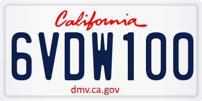 CA license plate 6VDW100