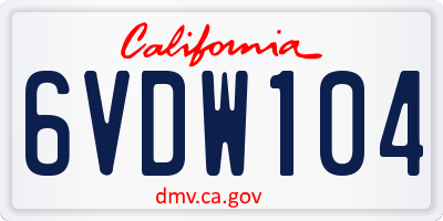 CA license plate 6VDW104