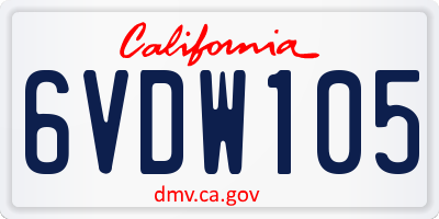 CA license plate 6VDW105