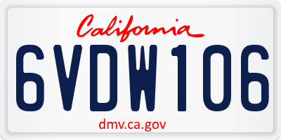 CA license plate 6VDW106