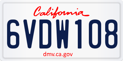 CA license plate 6VDW108
