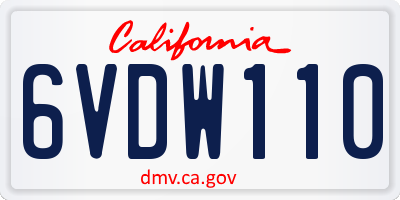 CA license plate 6VDW110