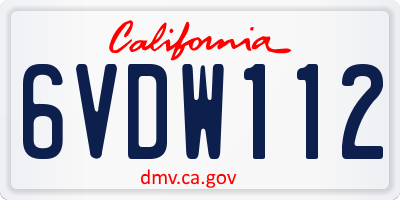 CA license plate 6VDW112