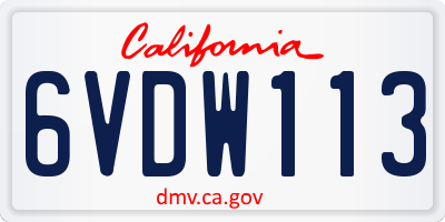 CA license plate 6VDW113