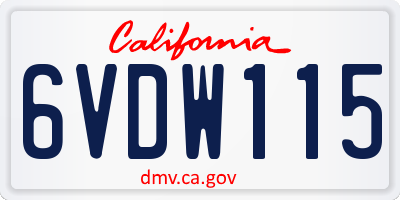 CA license plate 6VDW115