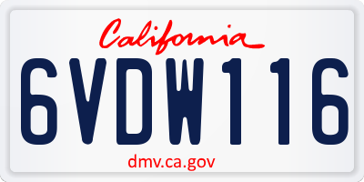 CA license plate 6VDW116