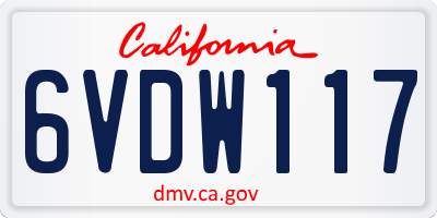 CA license plate 6VDW117