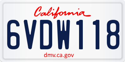 CA license plate 6VDW118