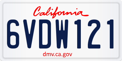 CA license plate 6VDW121