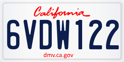CA license plate 6VDW122