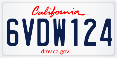 CA license plate 6VDW124