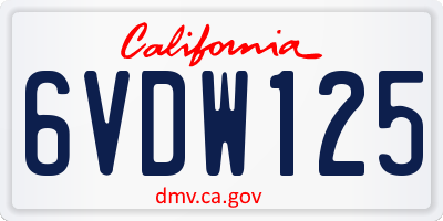 CA license plate 6VDW125