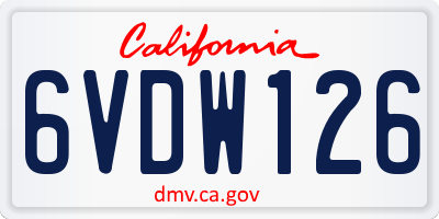 CA license plate 6VDW126
