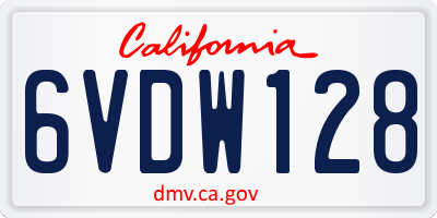 CA license plate 6VDW128
