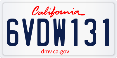 CA license plate 6VDW131