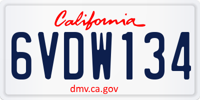 CA license plate 6VDW134