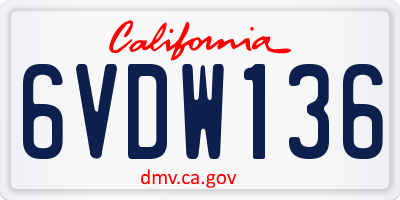 CA license plate 6VDW136