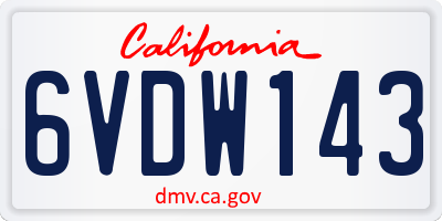 CA license plate 6VDW143