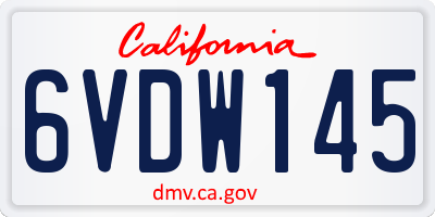 CA license plate 6VDW145