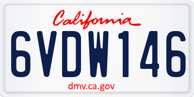 CA license plate 6VDW146
