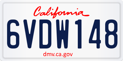 CA license plate 6VDW148