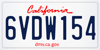 CA license plate 6VDW154