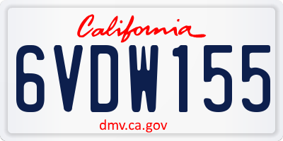 CA license plate 6VDW155