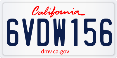 CA license plate 6VDW156
