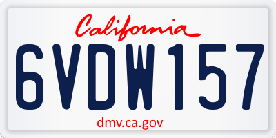 CA license plate 6VDW157