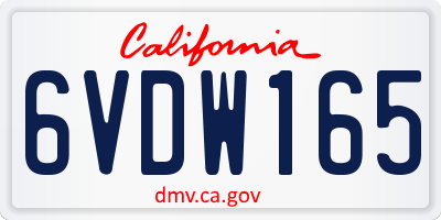 CA license plate 6VDW165