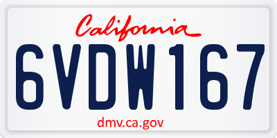 CA license plate 6VDW167