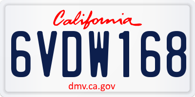 CA license plate 6VDW168