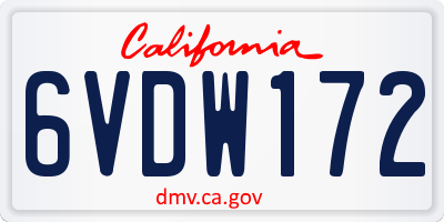 CA license plate 6VDW172