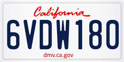 CA license plate 6VDW180